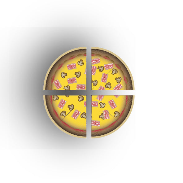 UV Printed Food Snacks and Drinks 1x1 Quarter Tile: Bacon And Mushroom Pizza Slices