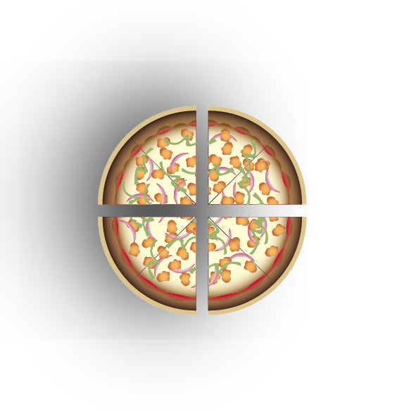 UV Printed Food Snacks and Drinks 1x1 Quarter Tile: BBQ Pizza Slices