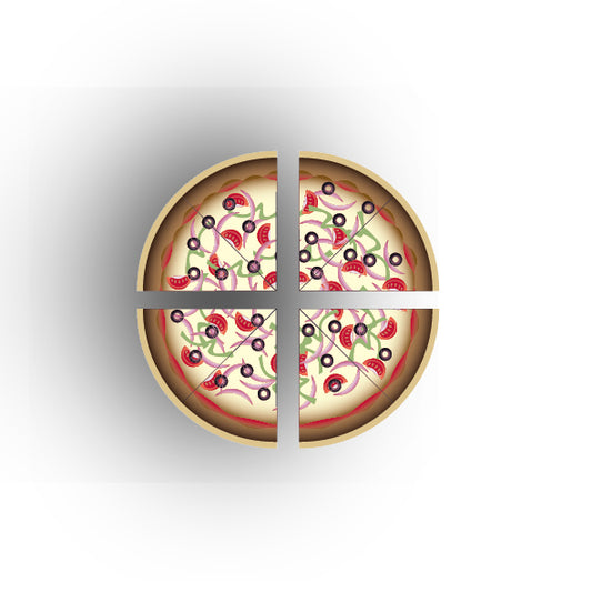 UV Printed Food Snacks and Drinks 1x1 Quarter Tile: Vegetable Pizza Slices