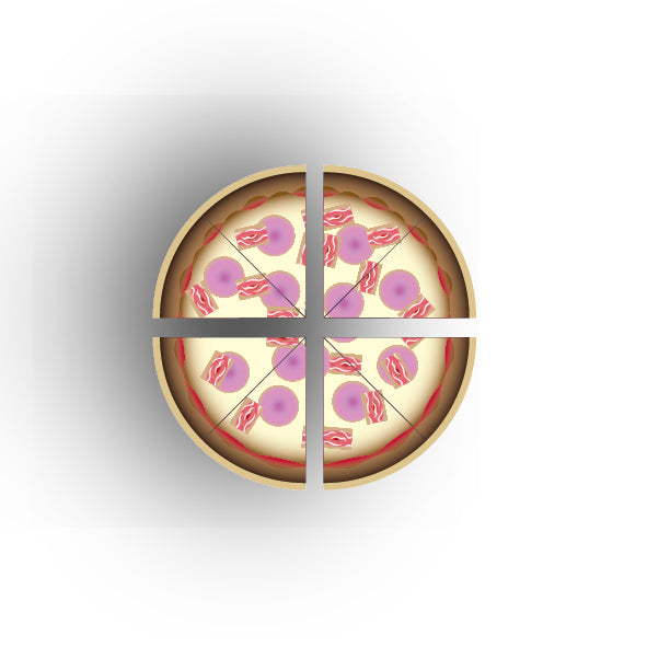 UV Printed Food Snacks and Drinks 1x1 Quarter Tile: Ham And Bacon Pizza Slices